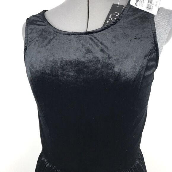 NWT Black Velveteen Sleeveless Stretch Dress with Bodice Back - Picture 4 of 12